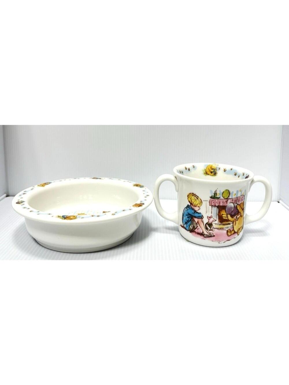 Royal Doulton Winnie the Pooh Feeding Set Bowl Double-Handled Mug Kids NEW 2pc - Picture 3 of 13